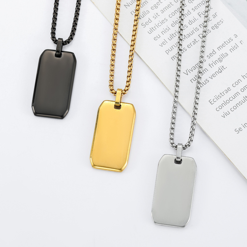 不褪色18K镀金不锈钢镜面空白长方形吊