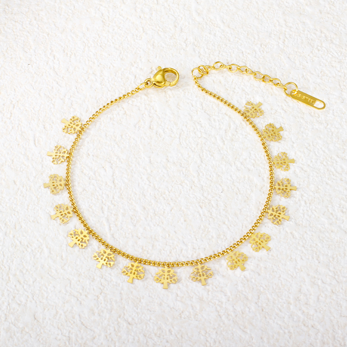 18英寸镀金心形吊坠古巴链手链