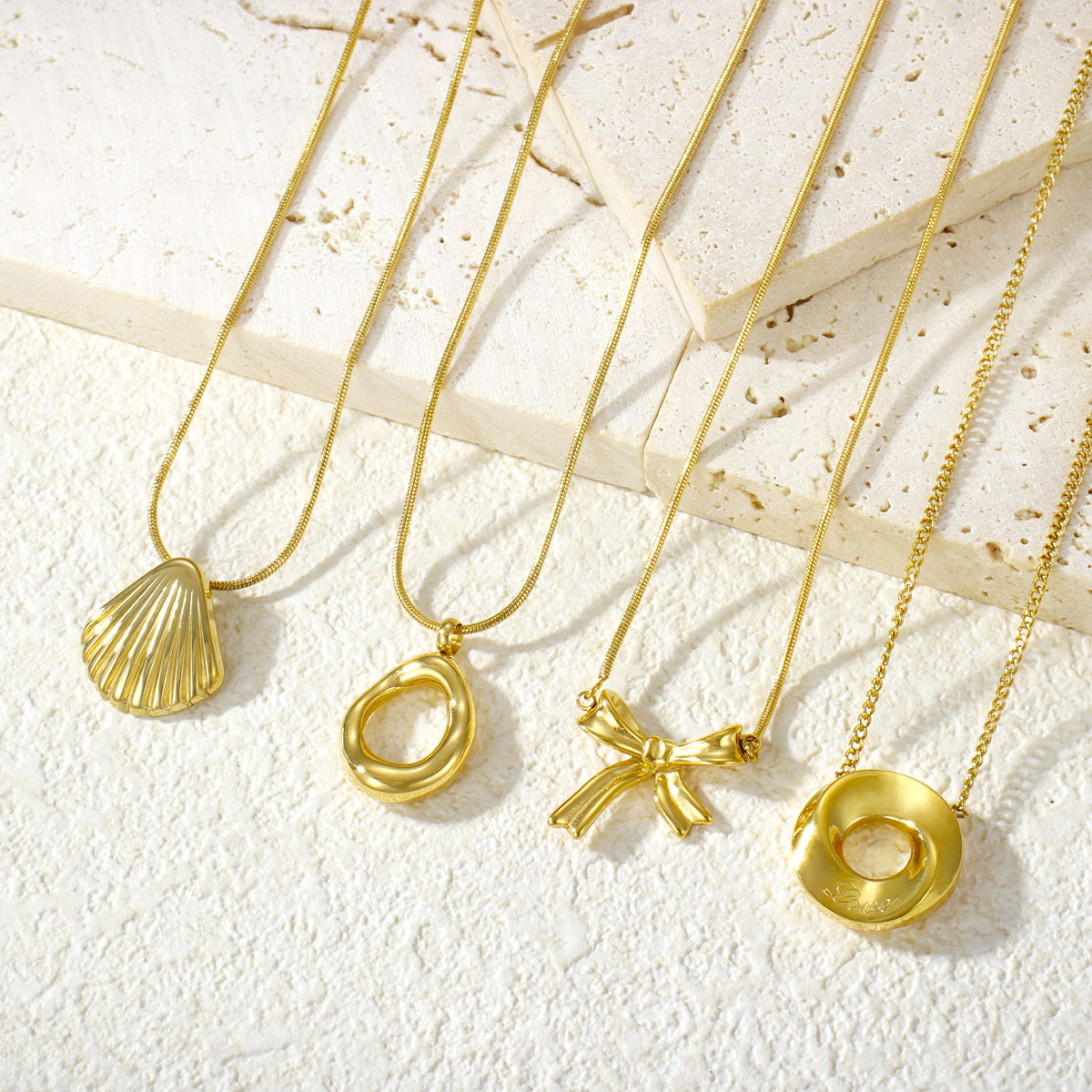 18k 镀金防锈不锈钢复古精致串珠项链